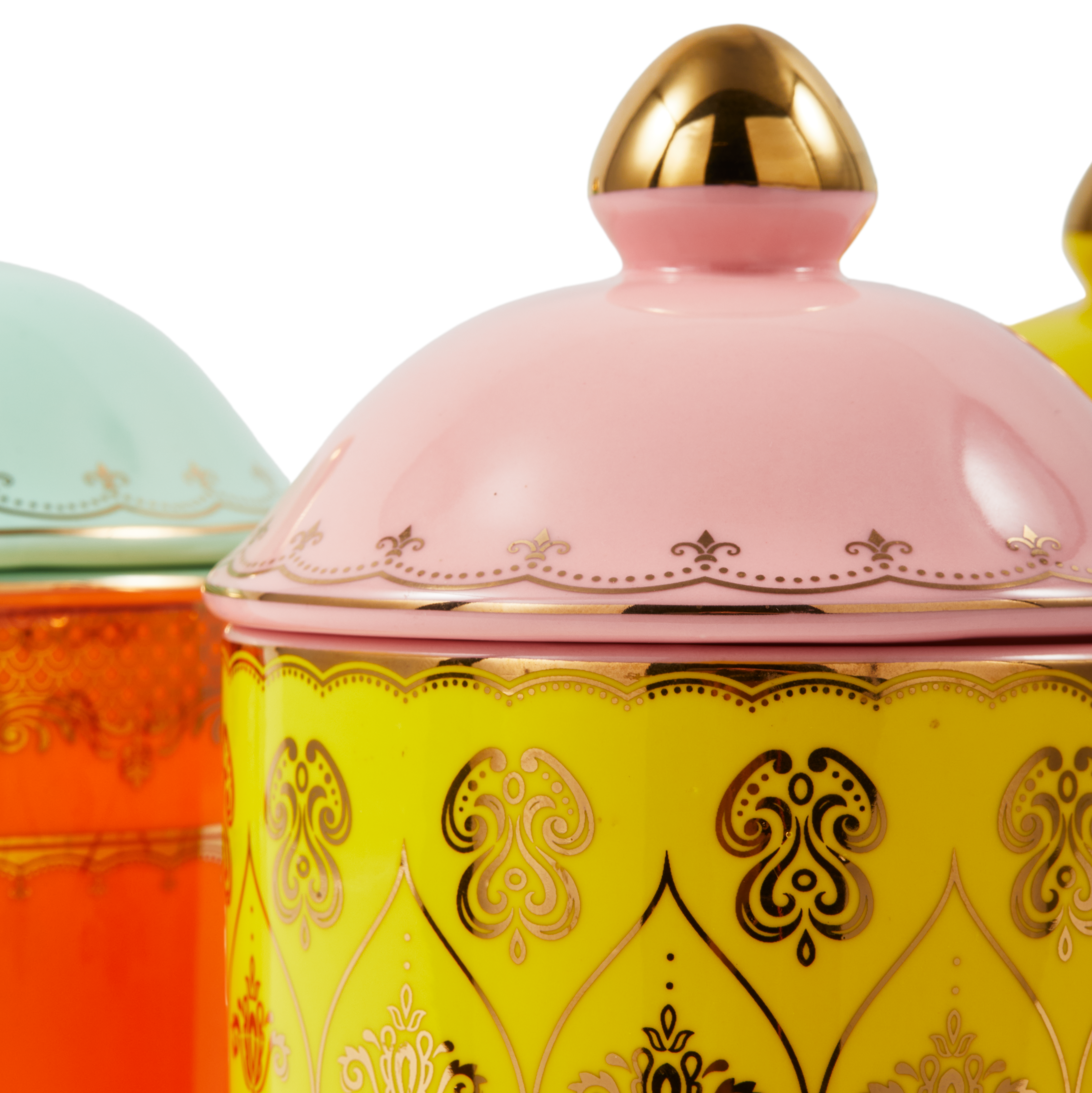 Porcelánový džbán DĚDEČEK žlutý s růžovým