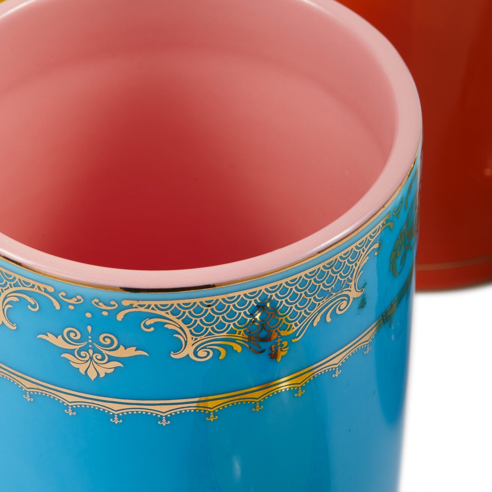 Porcelánový džbán DĚDEK modrý se žlutým