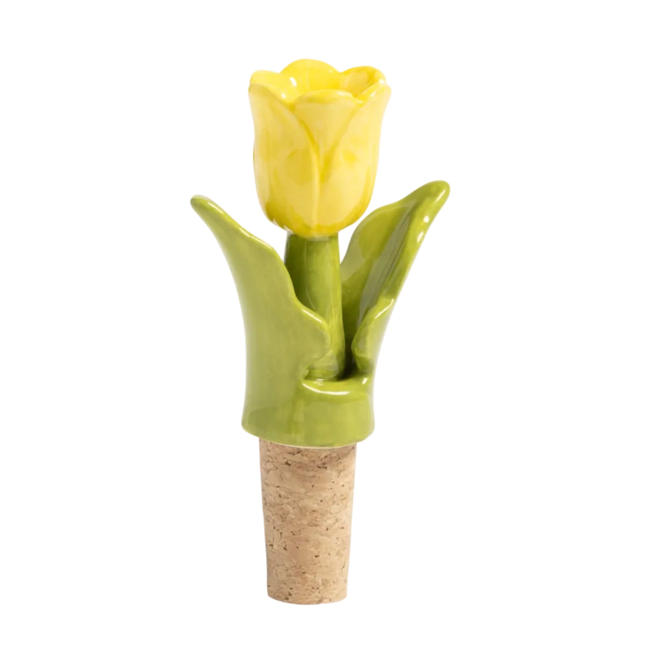 TULIP Bottle Stopper Green with Yellow