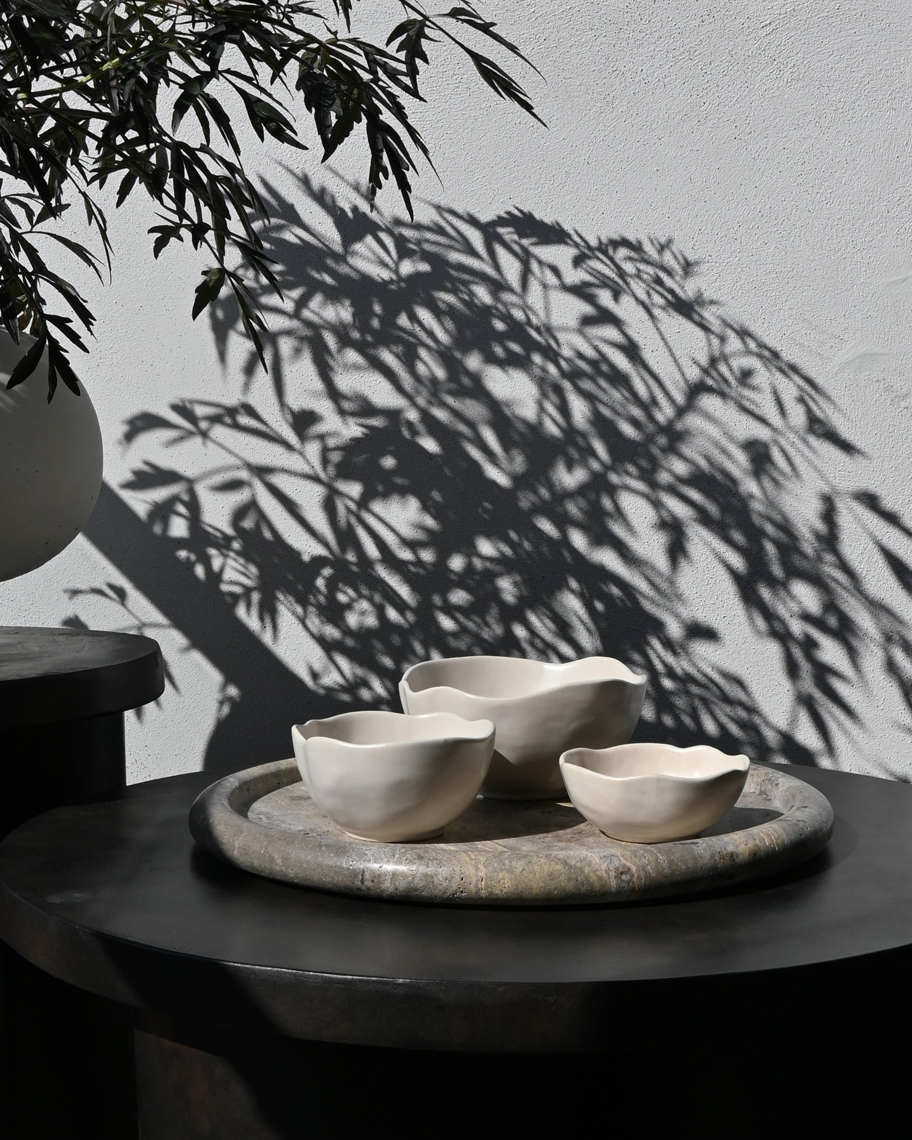 NATIVE Set of Bowls White Stoneware