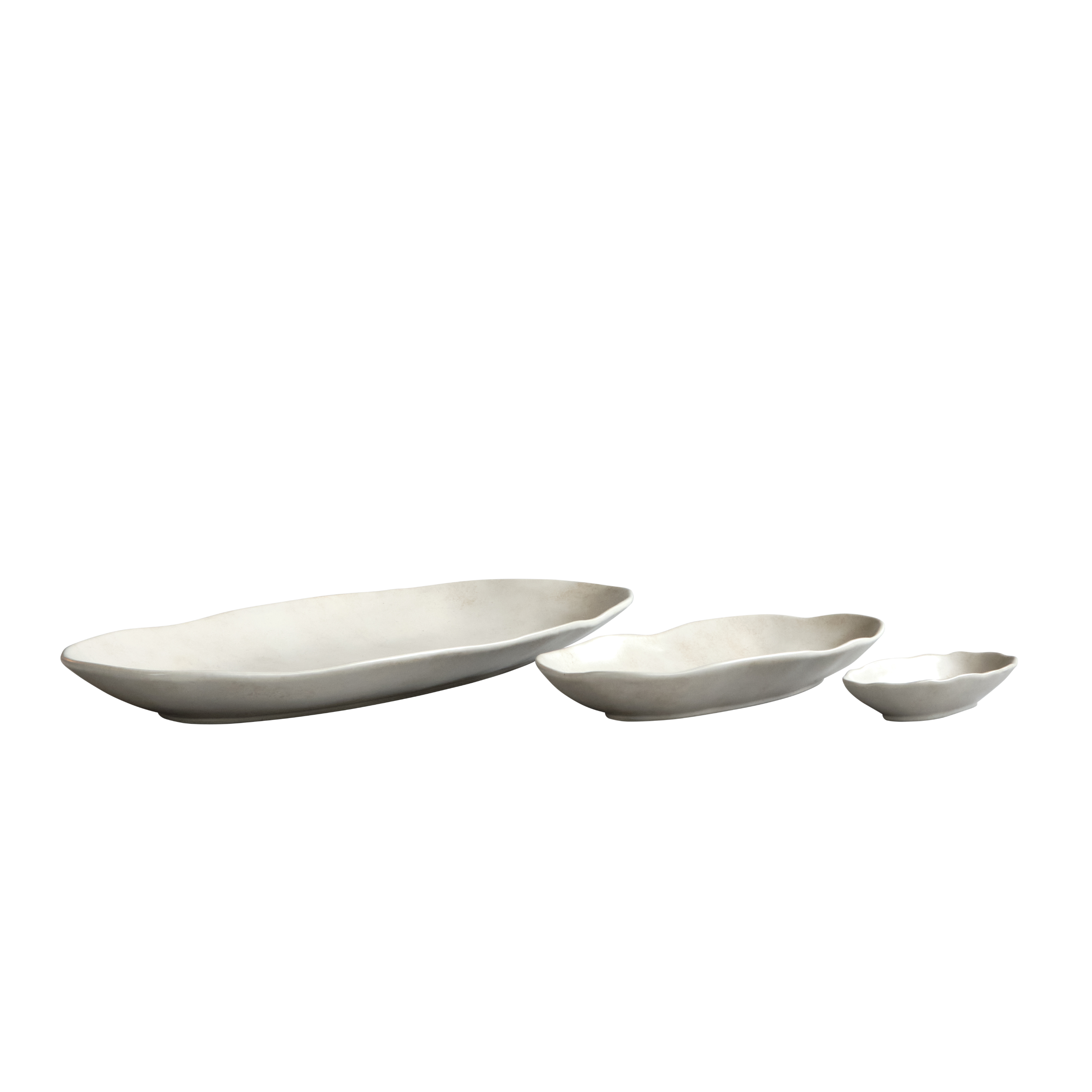Set of Oval Trays NATIVE White Stoneware