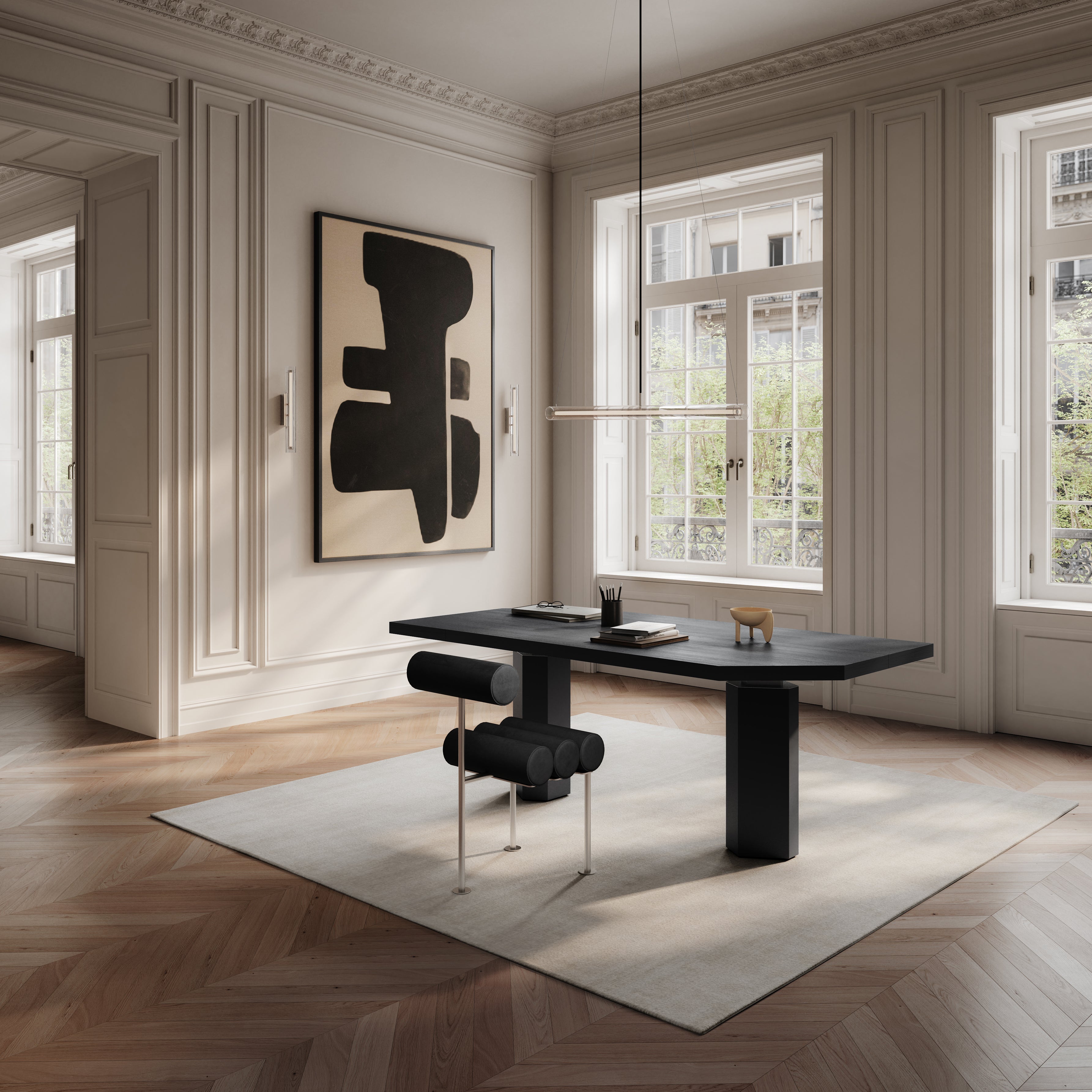 HIRO chair black with chrome base