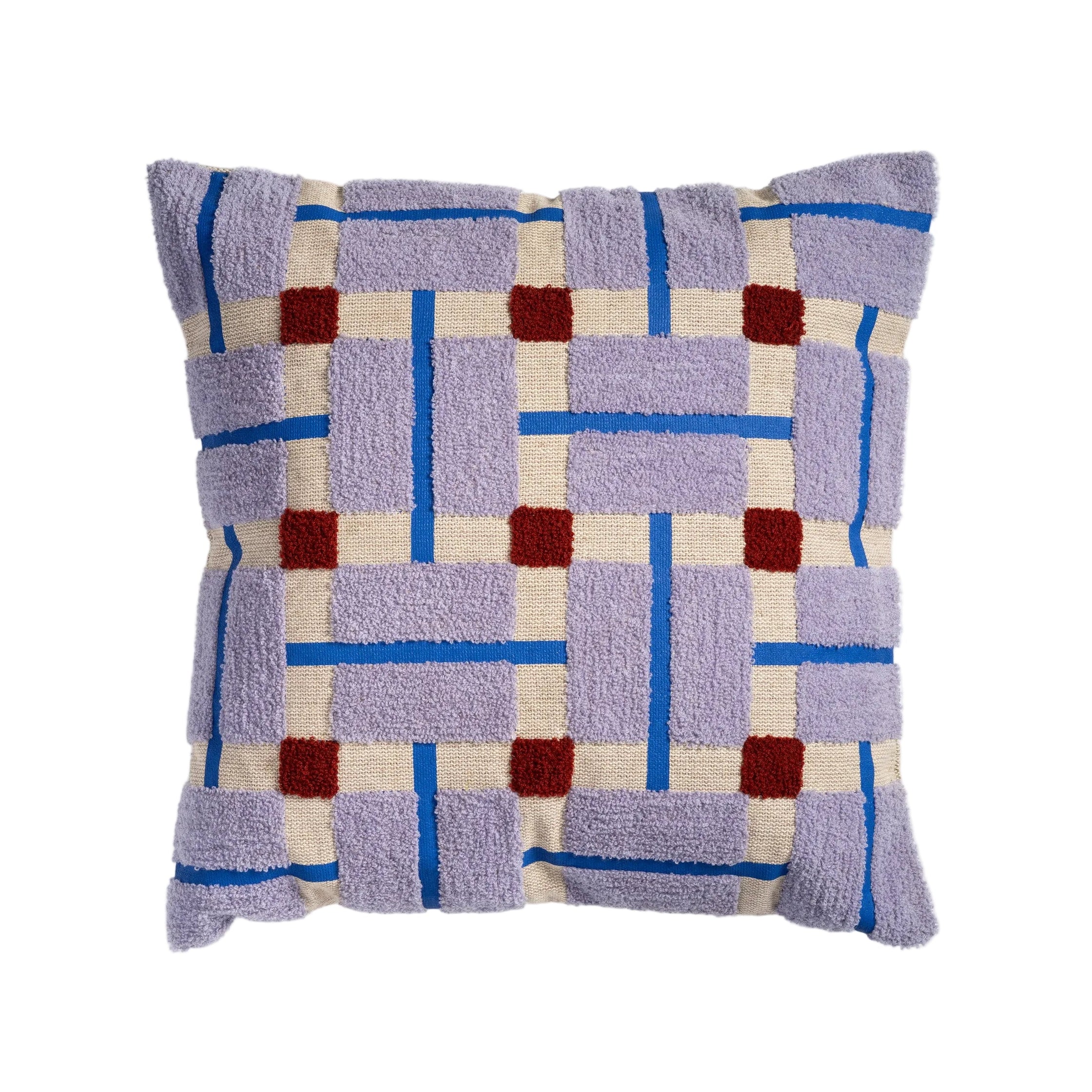 Povlak na polštář PLANO fialový s béžovou a bordó