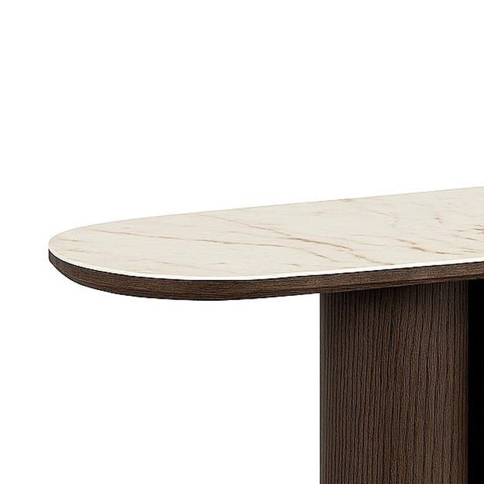 Konsola LANGFORD hnědý dubový dýha s béžovou keramickou deskou