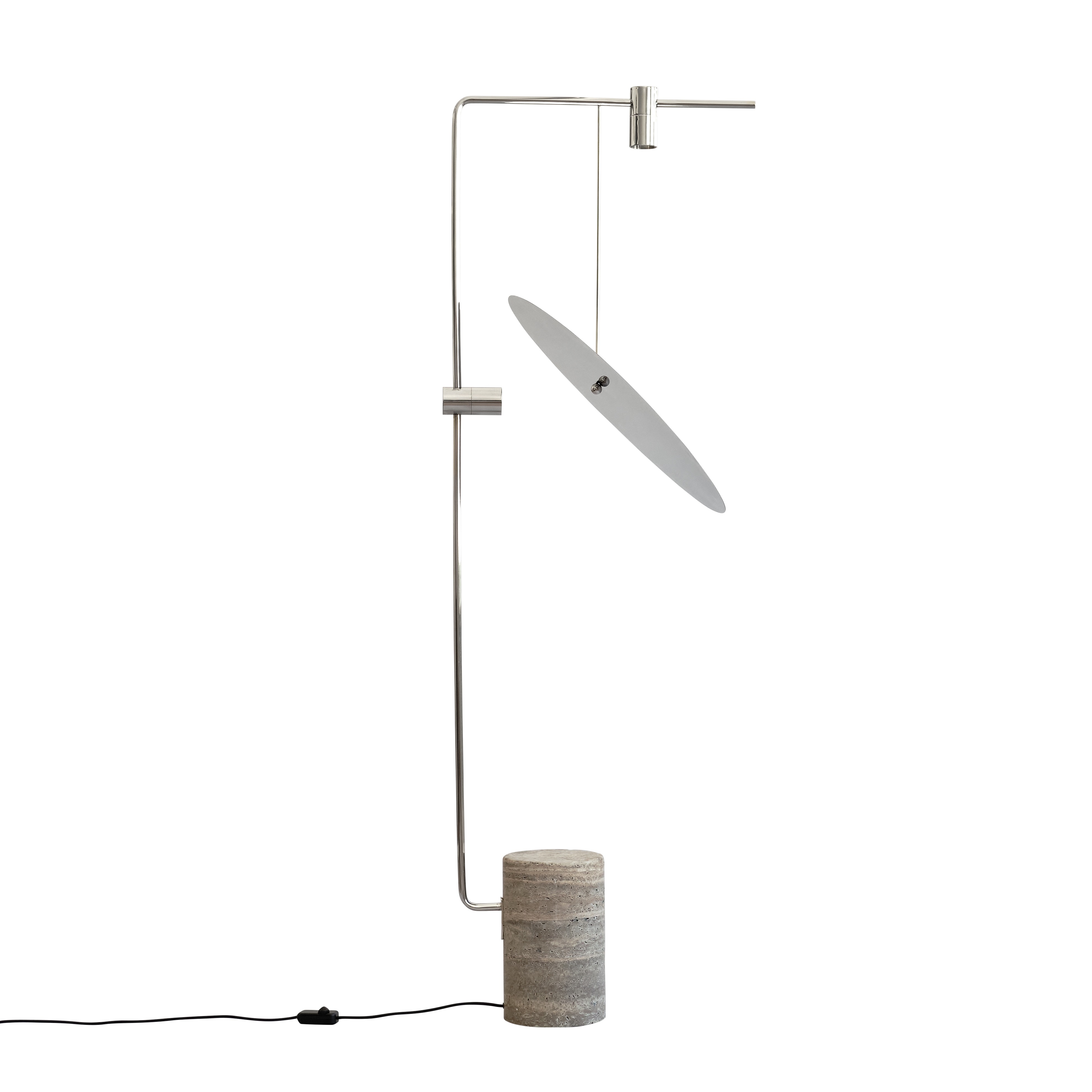 Stojací lampa MOON chrom a travertin