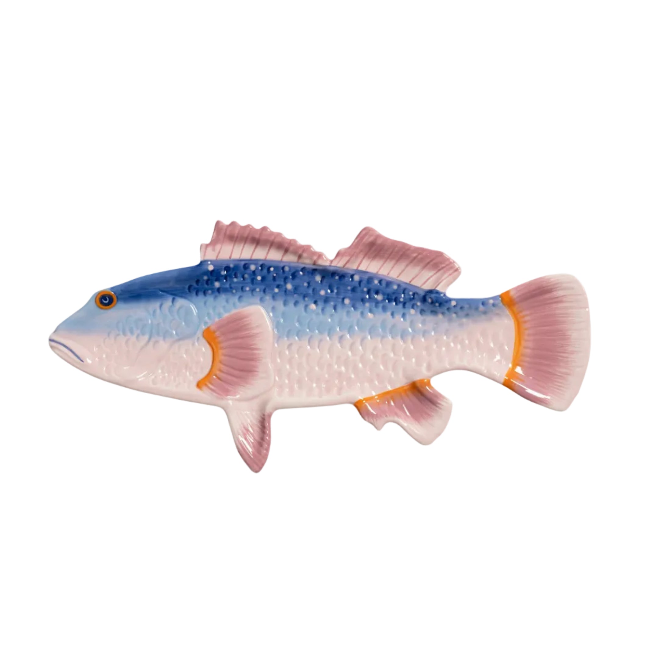 Pink Fish Perch Plate with Blue