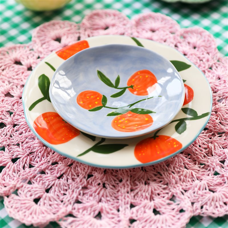 ORANGE TWIG Colorful Stoneware Plate Set