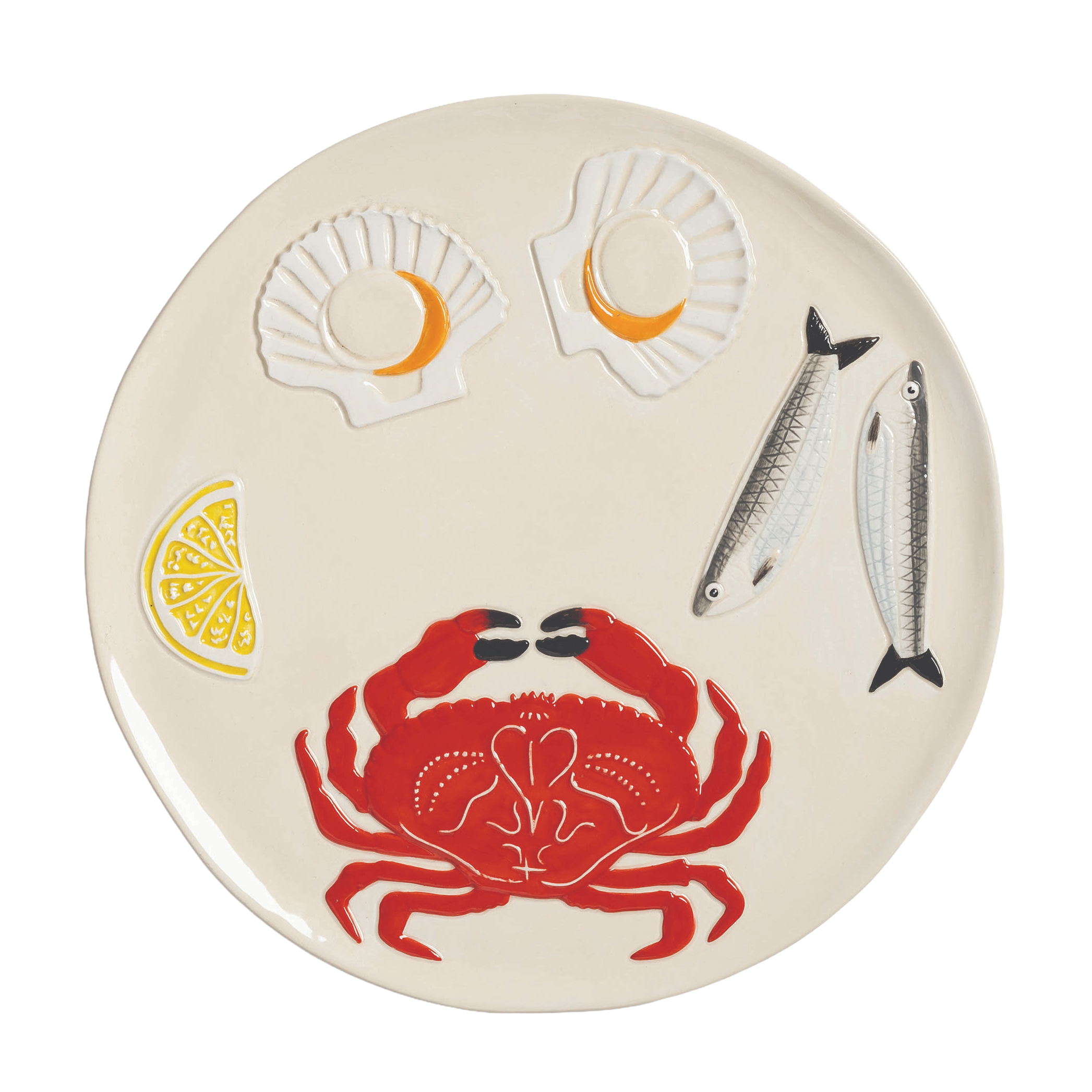 Beige DE LA MER CRAB Platter with Red