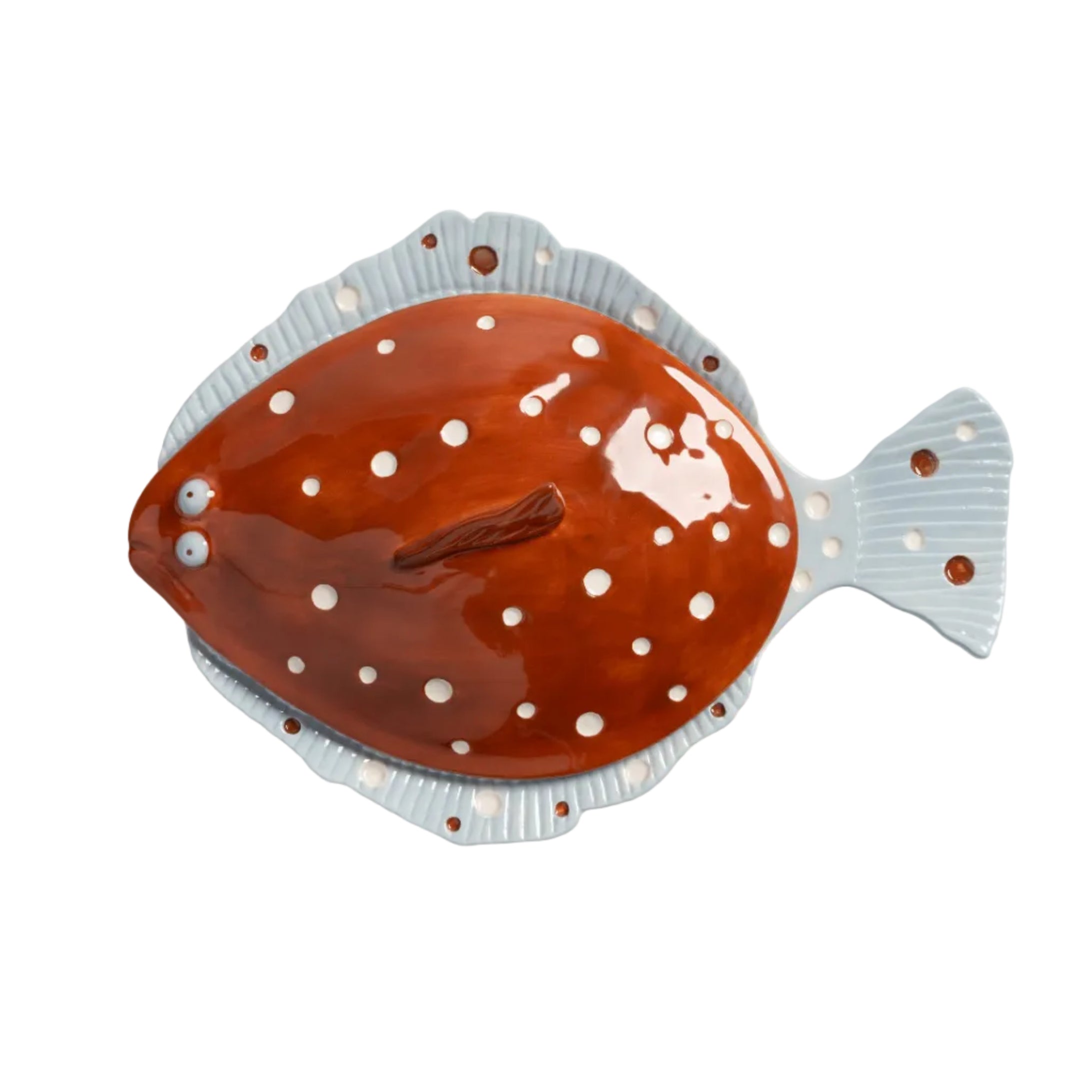 Hluboký talíř s poklicí PLAICE hnědý s modrou a bílou