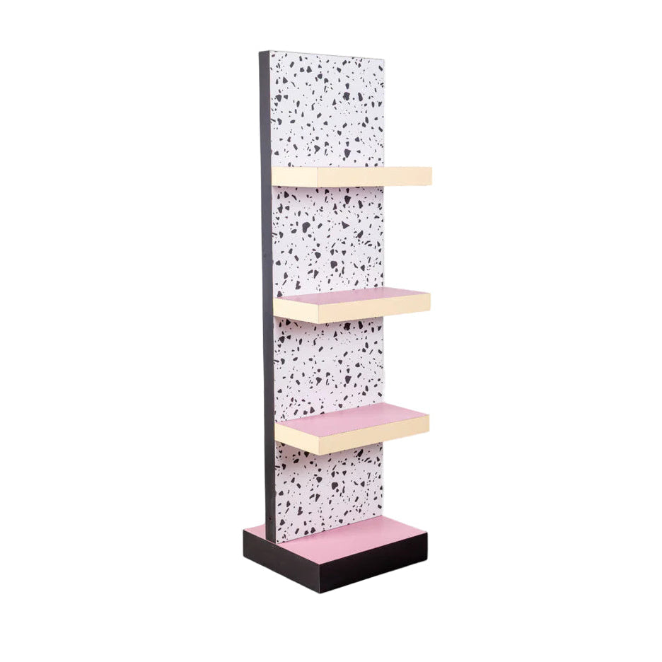 Regál SUPERSHELF TERRAZZO bílý se žlutou a růžovou