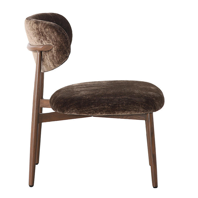 JAPANDI Armchair in Brown with Dark Wooden Base