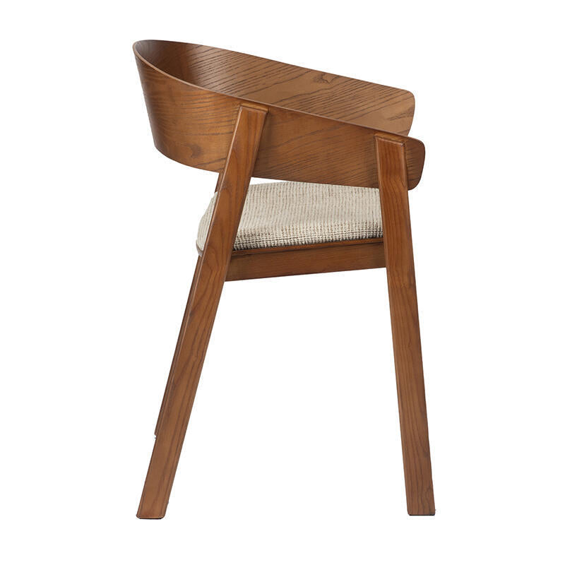 EDO Armchair in Beige with Dark Wooden Base