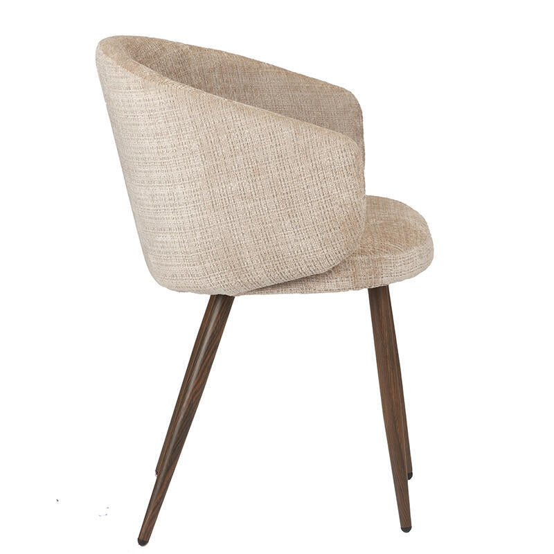 LUNA Chair in Cream Beige with Dark Wooden Base