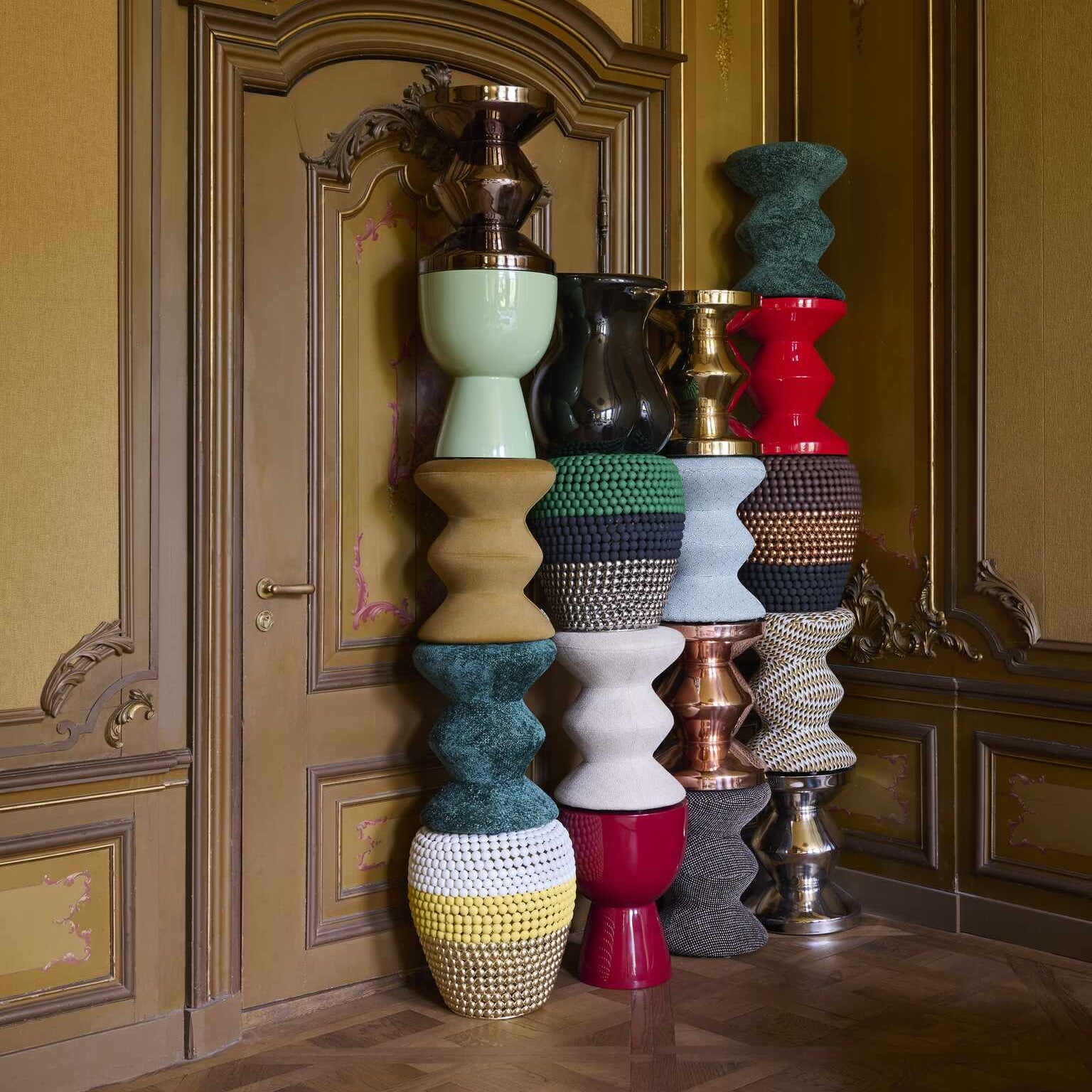 ZIG ZAG METAL Stool Dark Blue