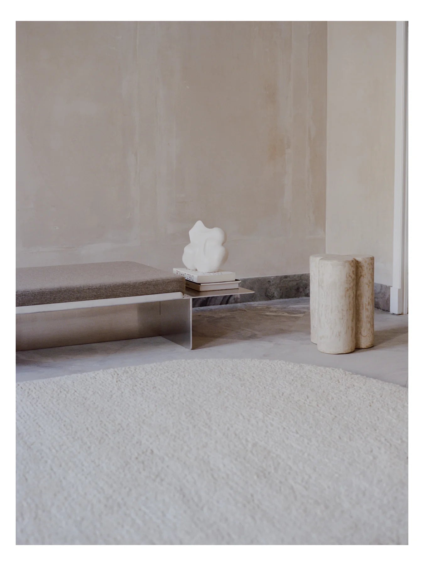ETERNAL EYE Rug - NATURAL beige with long pile