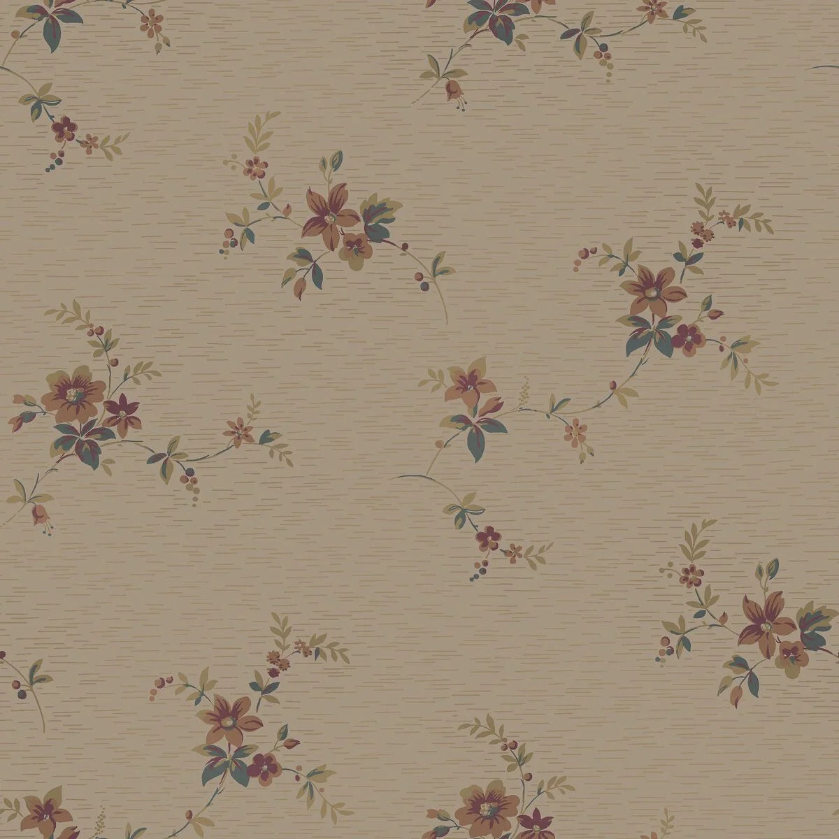 Tapeta s rostlinným motivem SAGA hnědá s bordó