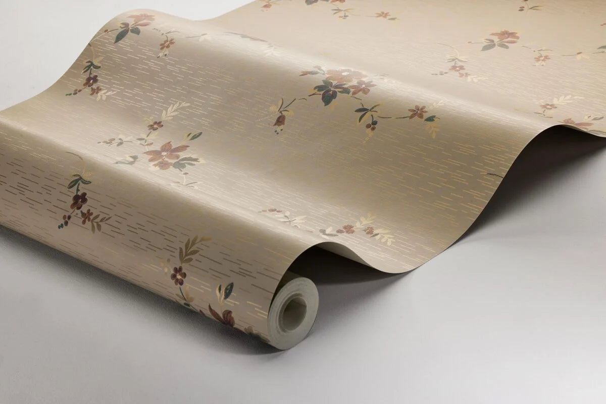 Tapeta s rostlinným motivem SAGA hnědá s bordó