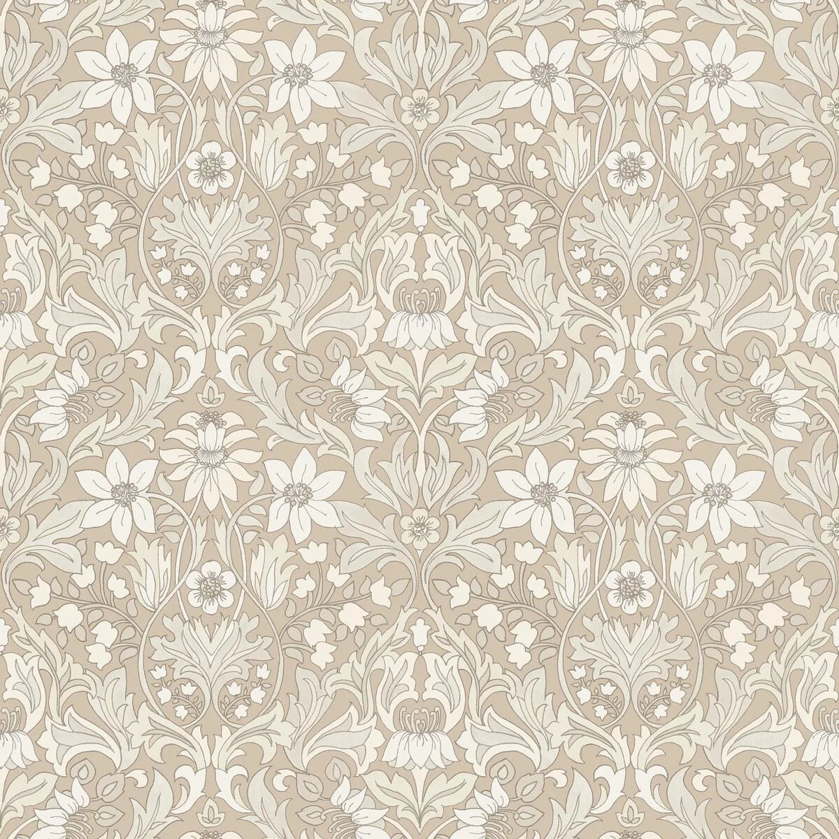 Tapeta s rostlinným motivem BLOMSTERFRÖJD béžová s bílou