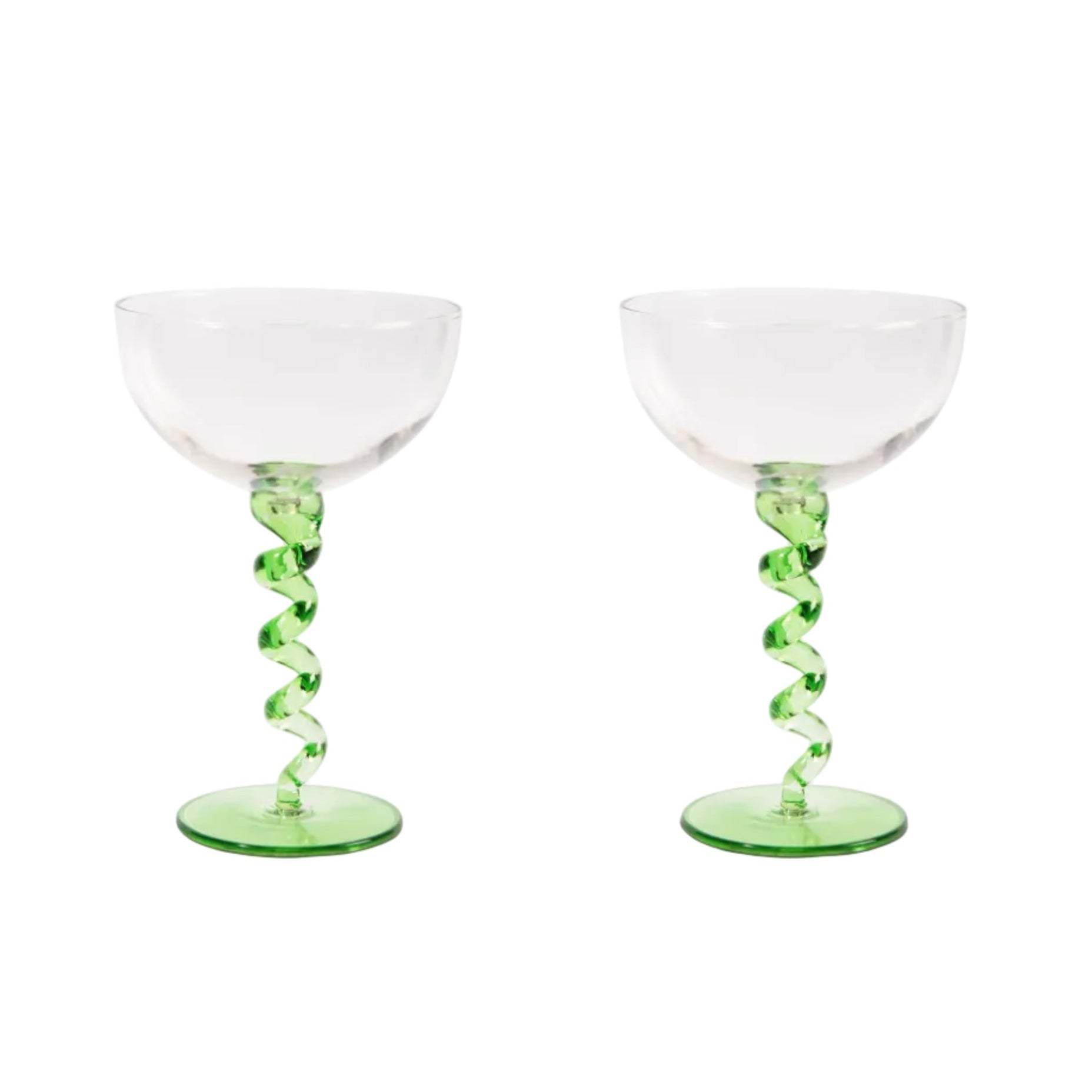 Set of Glass Bowls SPIRAL Green