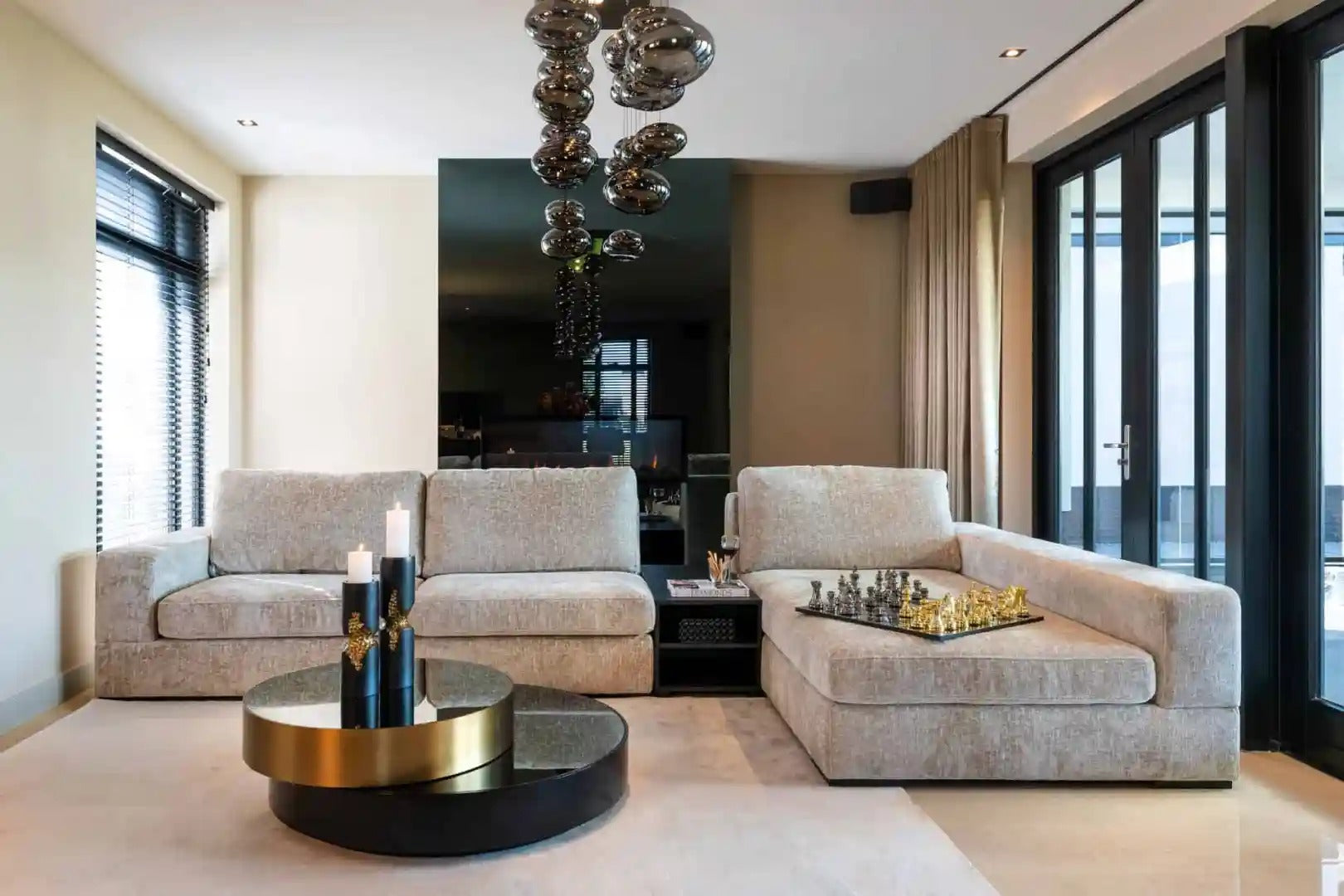 SLICE black coffee table with brass