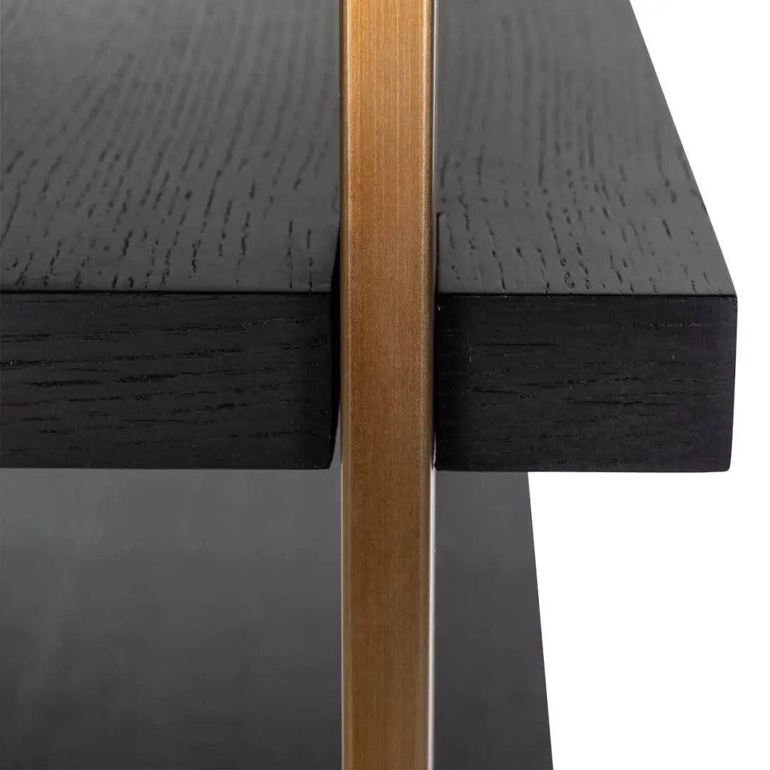 RIGLEY black shelf with brass finish