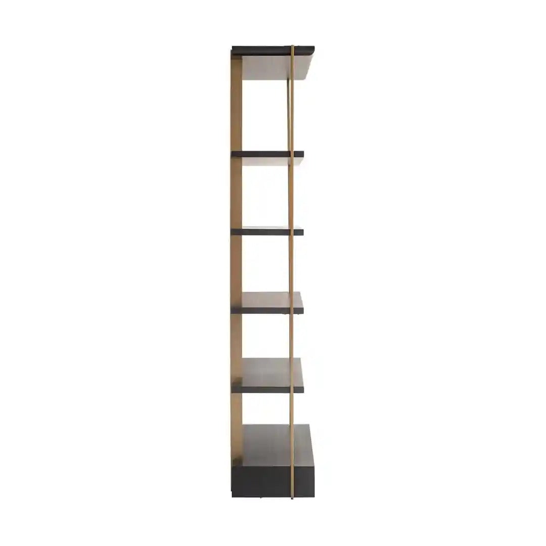 RIGLEY black shelf with brass finish