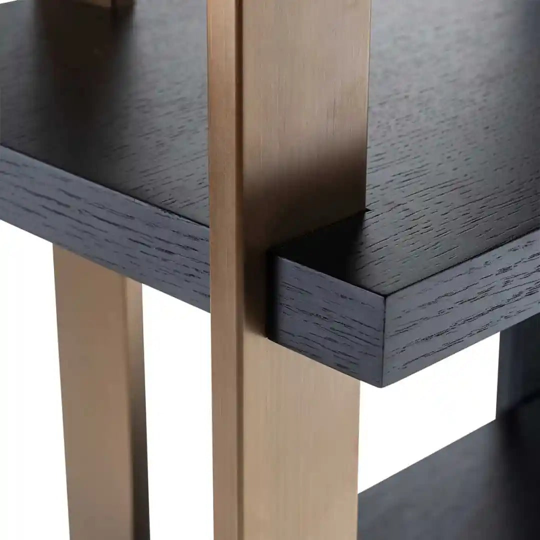 RIGLEY black shelf with brass finish