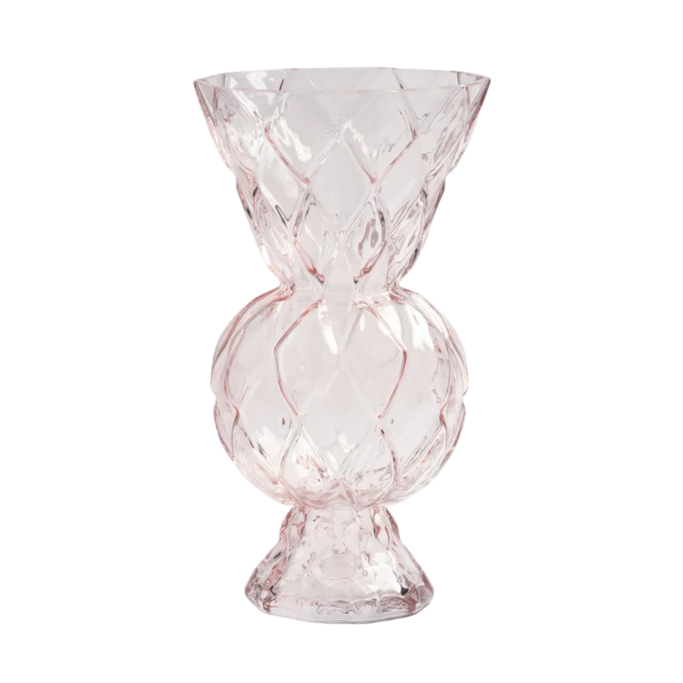 Rhombic Vase Pink Glass