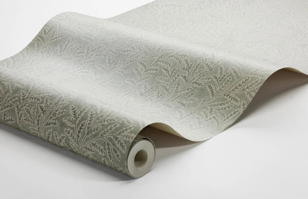 MOLLY’S MEADOW Plant Pattern Wallpaper in Muted Green with Beige