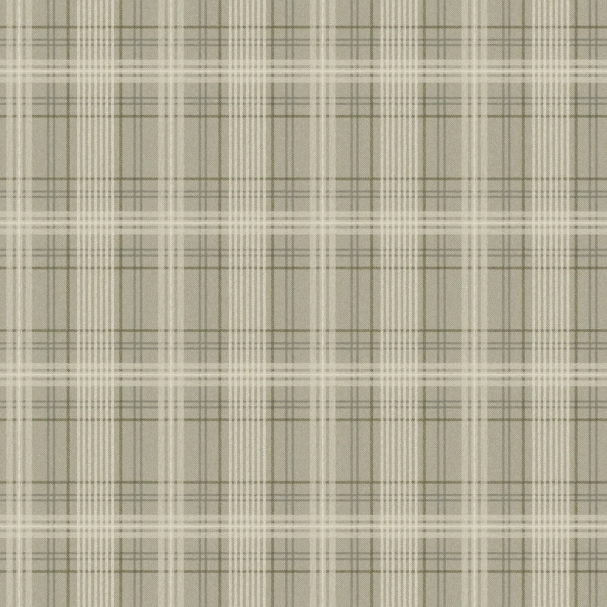 Tailor's Tweed Wallpaper with Geometric Scottish Check Pattern in Muted Green and Beige