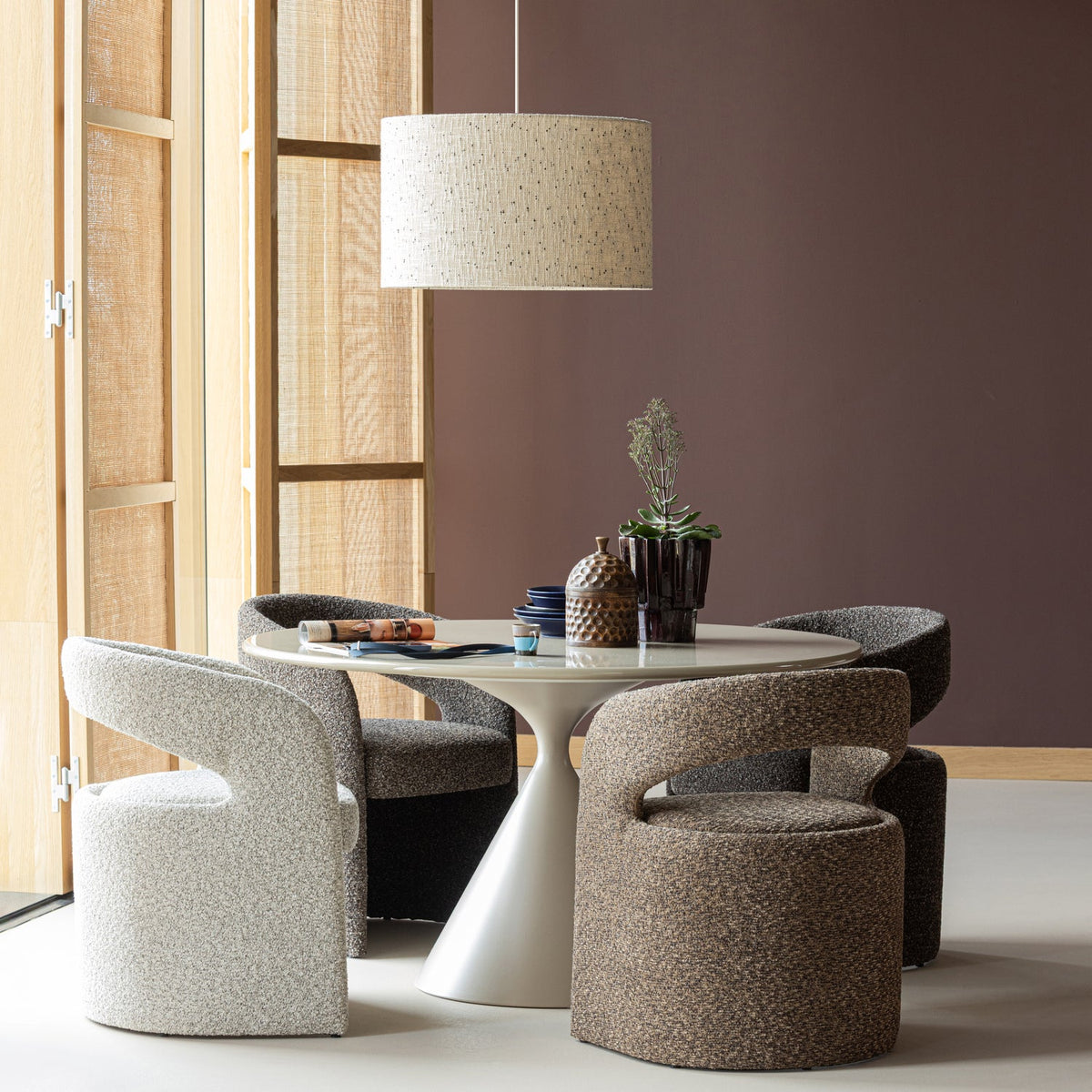 Lampa wisząca LOFT boucle naturalny w czarne kropki – ujęcie 2