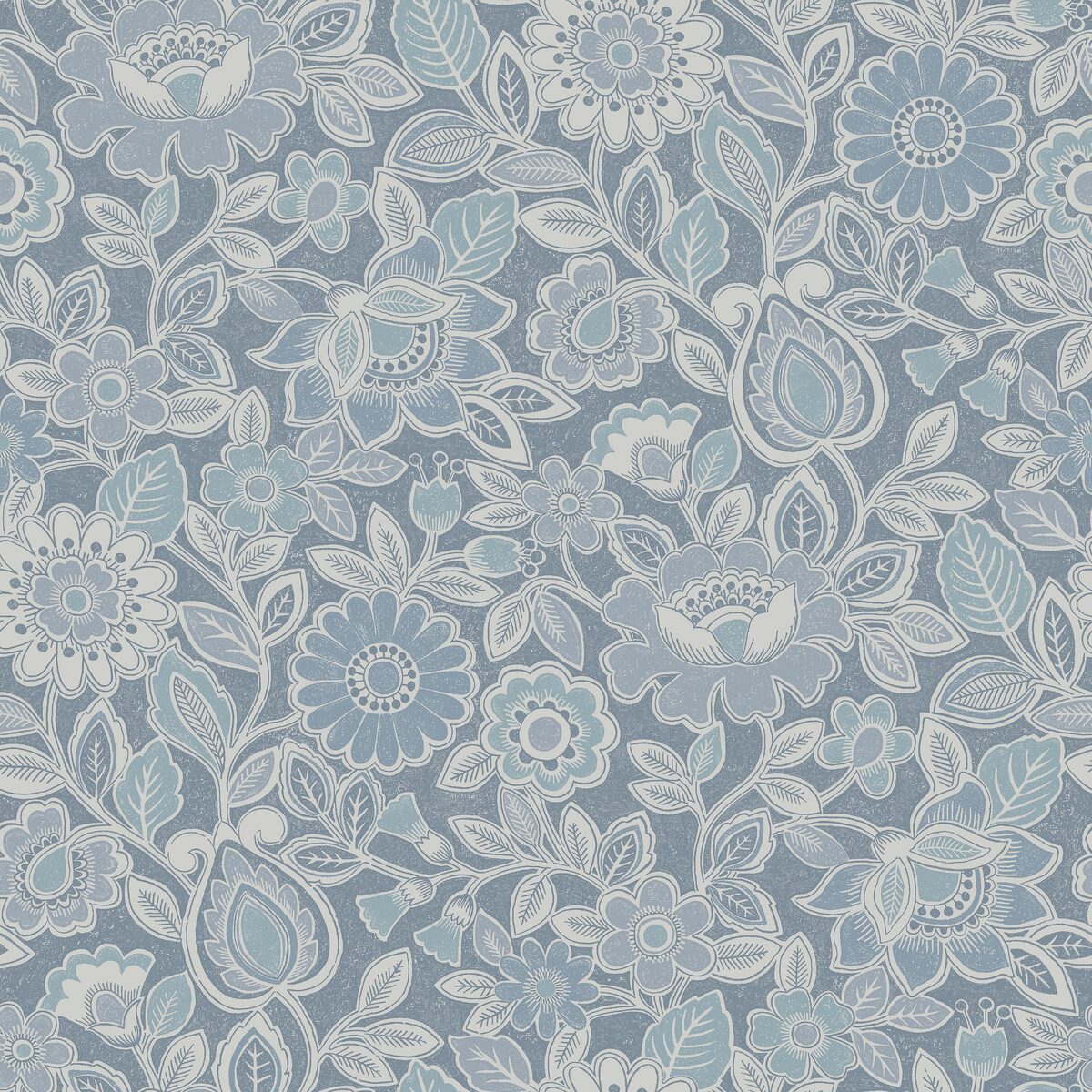 Non-woven paper wallpaper with a floral pattern SONJA blue