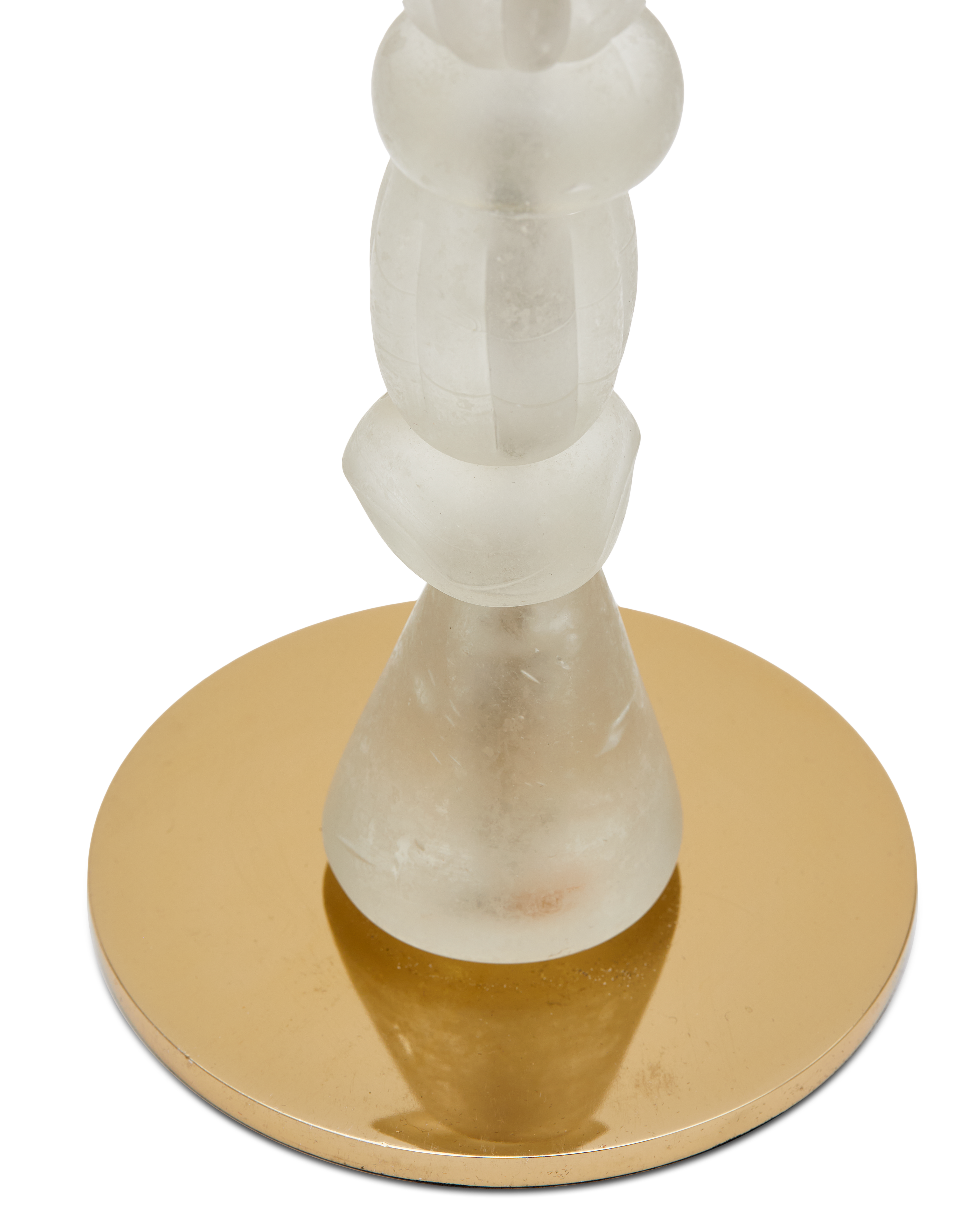 Jednoduchý svícen BEADS bílý se zlatými prvky