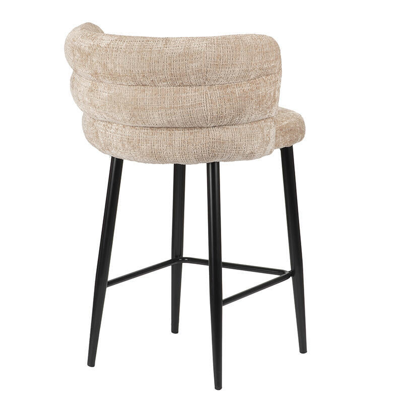 CLOUD Cream Beige Stool with Black Base