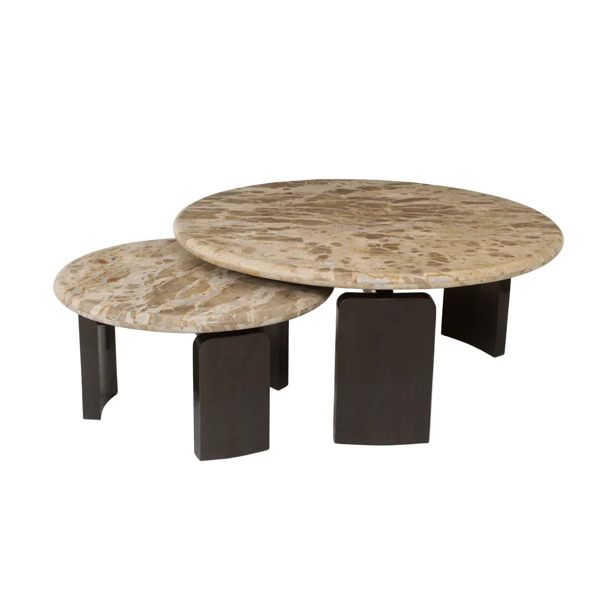 Sada konferenčních stolků BAYONNE béžový mramor s hnědým