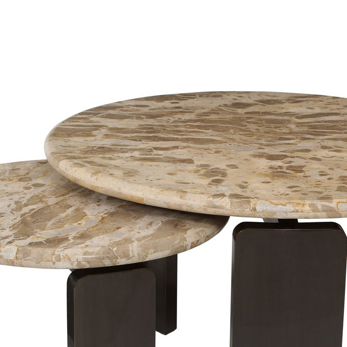 Sada konferenčních stolků BAYONNE béžový mramor s hnědým
