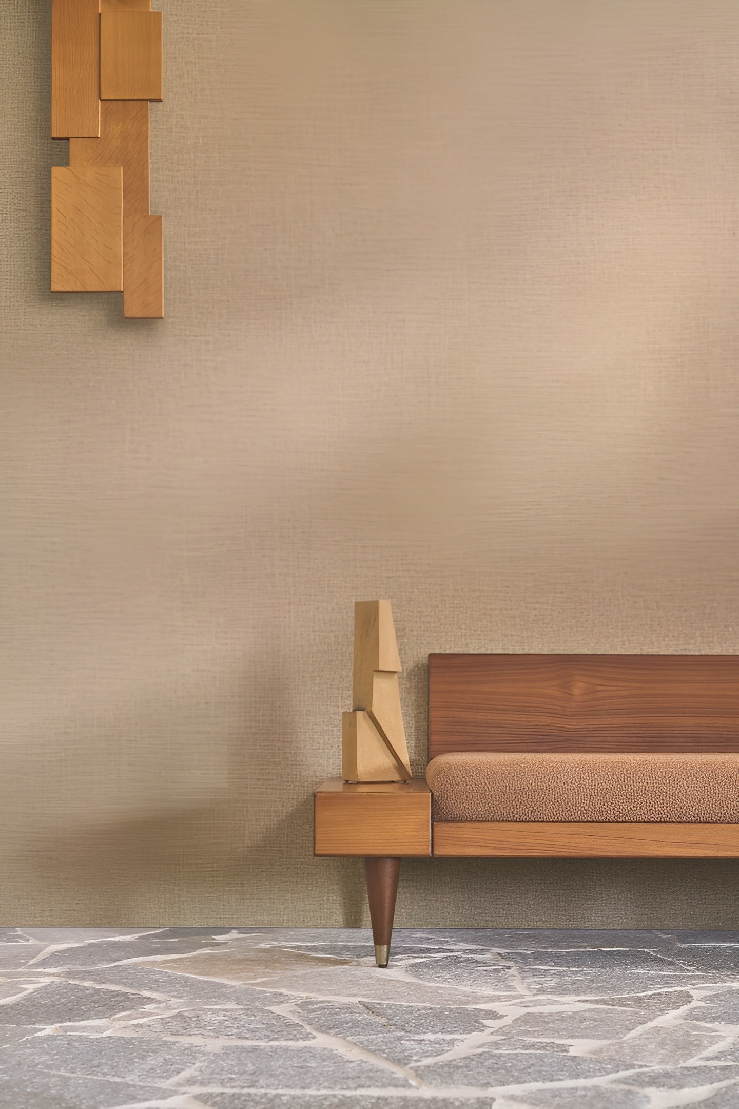 Tapeta se strukturou napodobující lněné plátno LINA - NUDE karamelově béžová