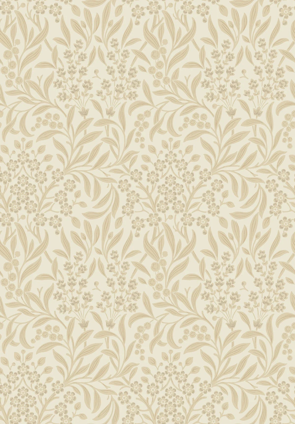 Non-woven paper wallpaper with a plant pattern KRYDDHYLLAN beige with cream