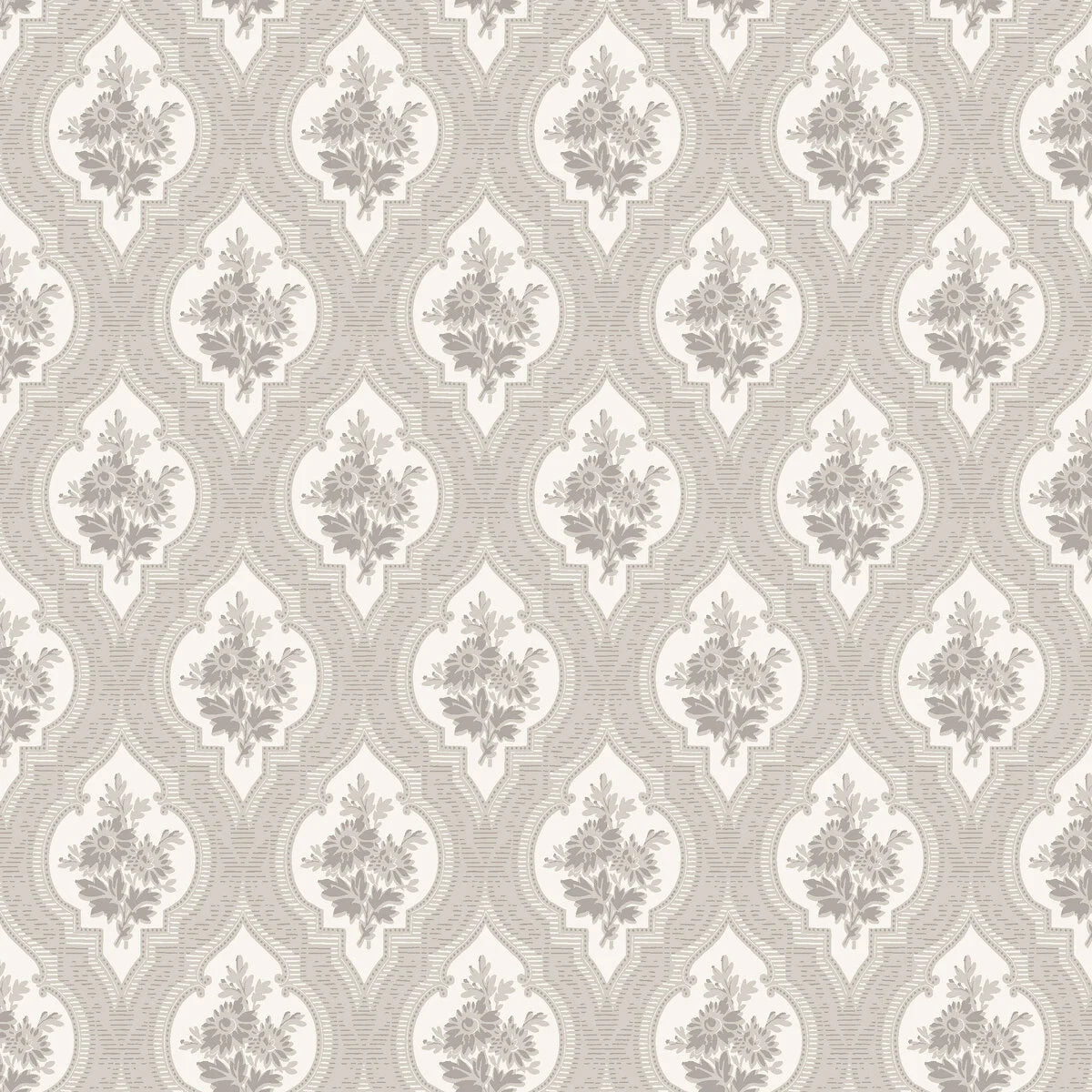 ETERNAL FLOWER beige wallpaper with a floral medallion pattern