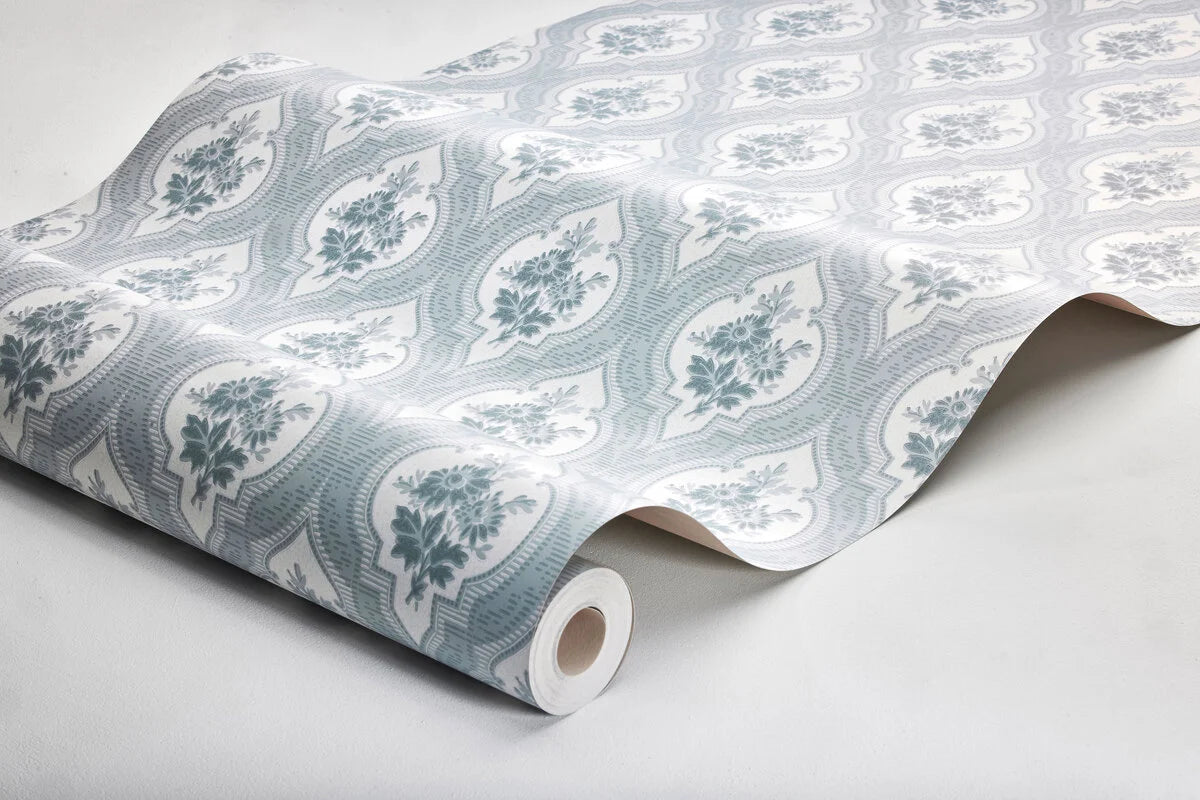 Tapeta s rostlinným vzorem medailonů ETERNAL FLOWER modrá