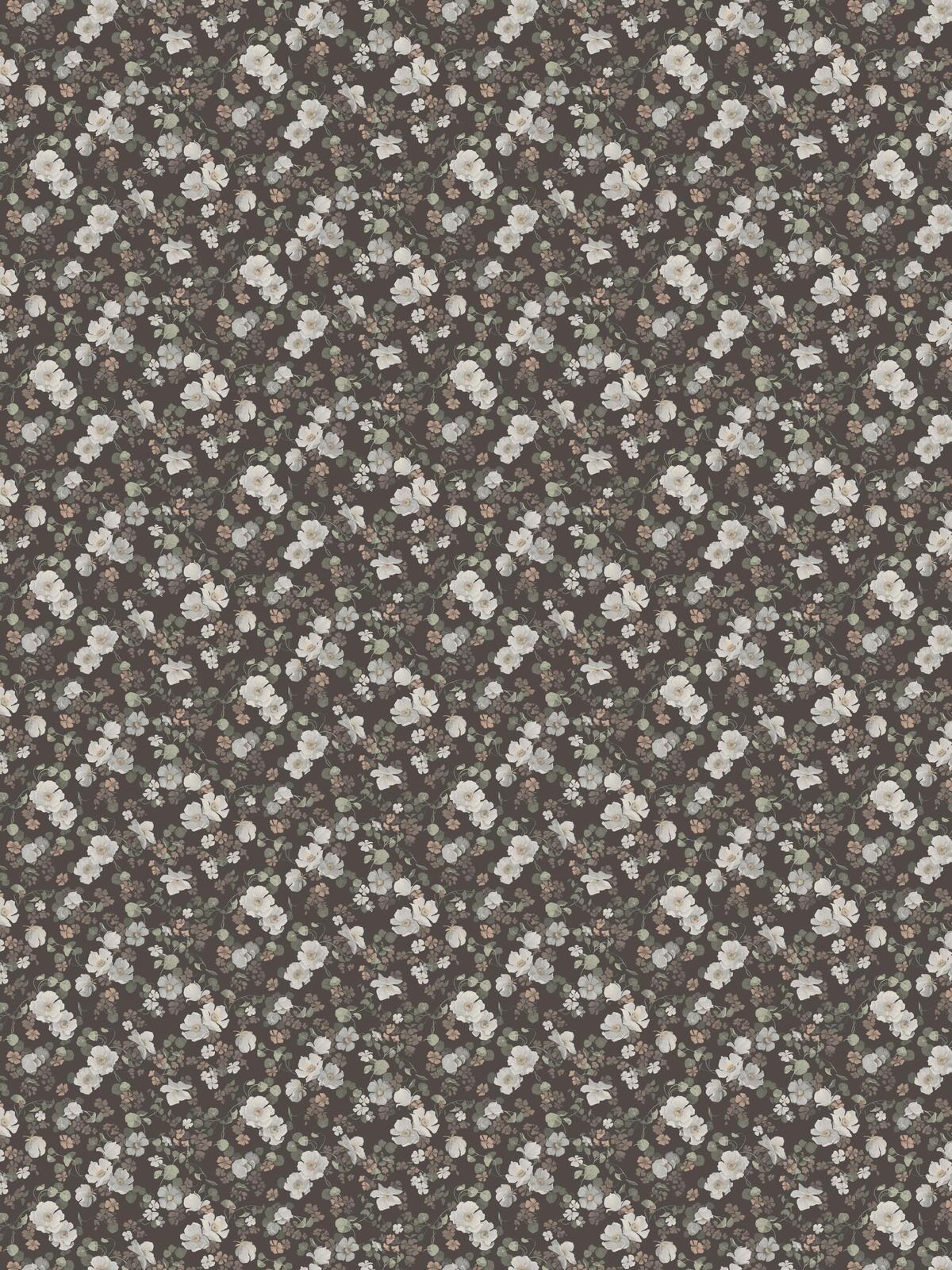Papírová flizelinová tapeta s rostlinným vzorem OKOUZLUJÍCÍ KVĚT hnědá s bílou