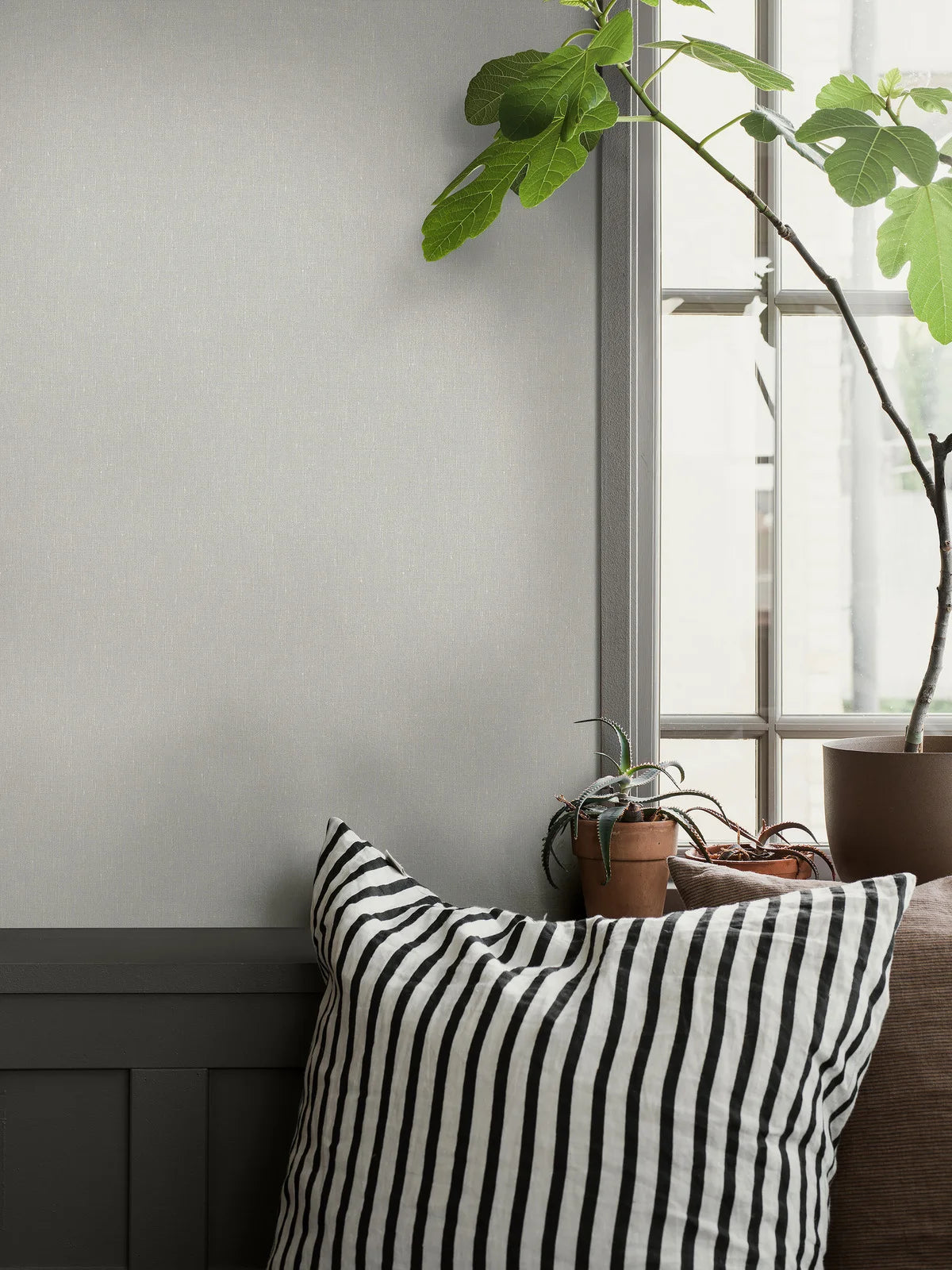 Structural wallpaper imitating linen - Swedish Grey