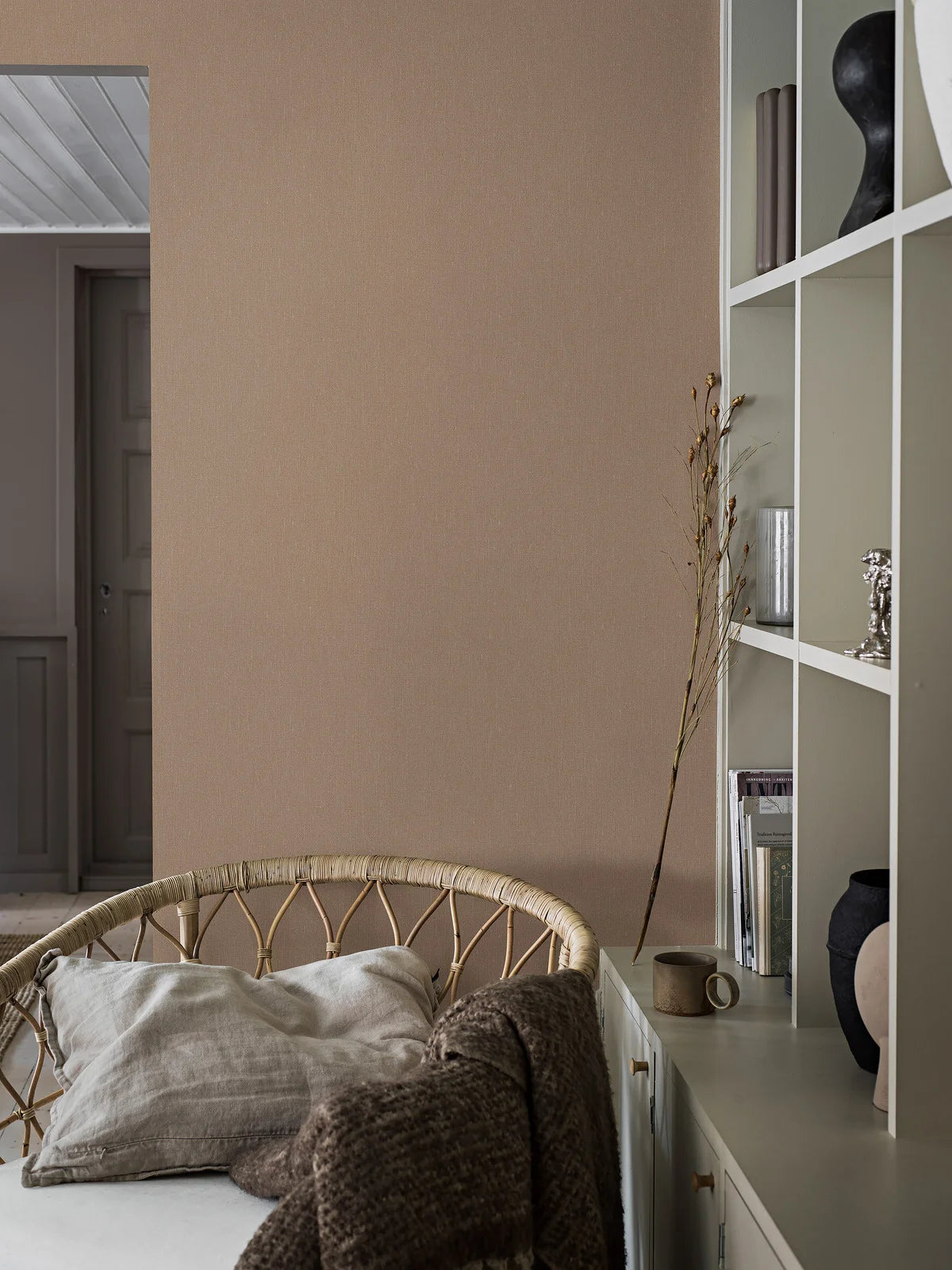 Tapeta se strukturou imitující len LINEN - TERRACOTTA terakota