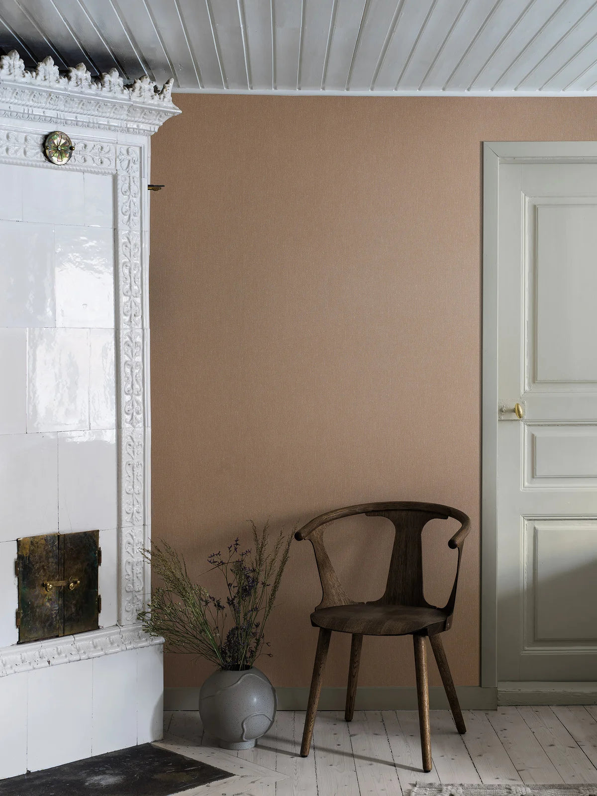 Tapeta se strukturou imitující len LINEN - TERRACOTTA terakota