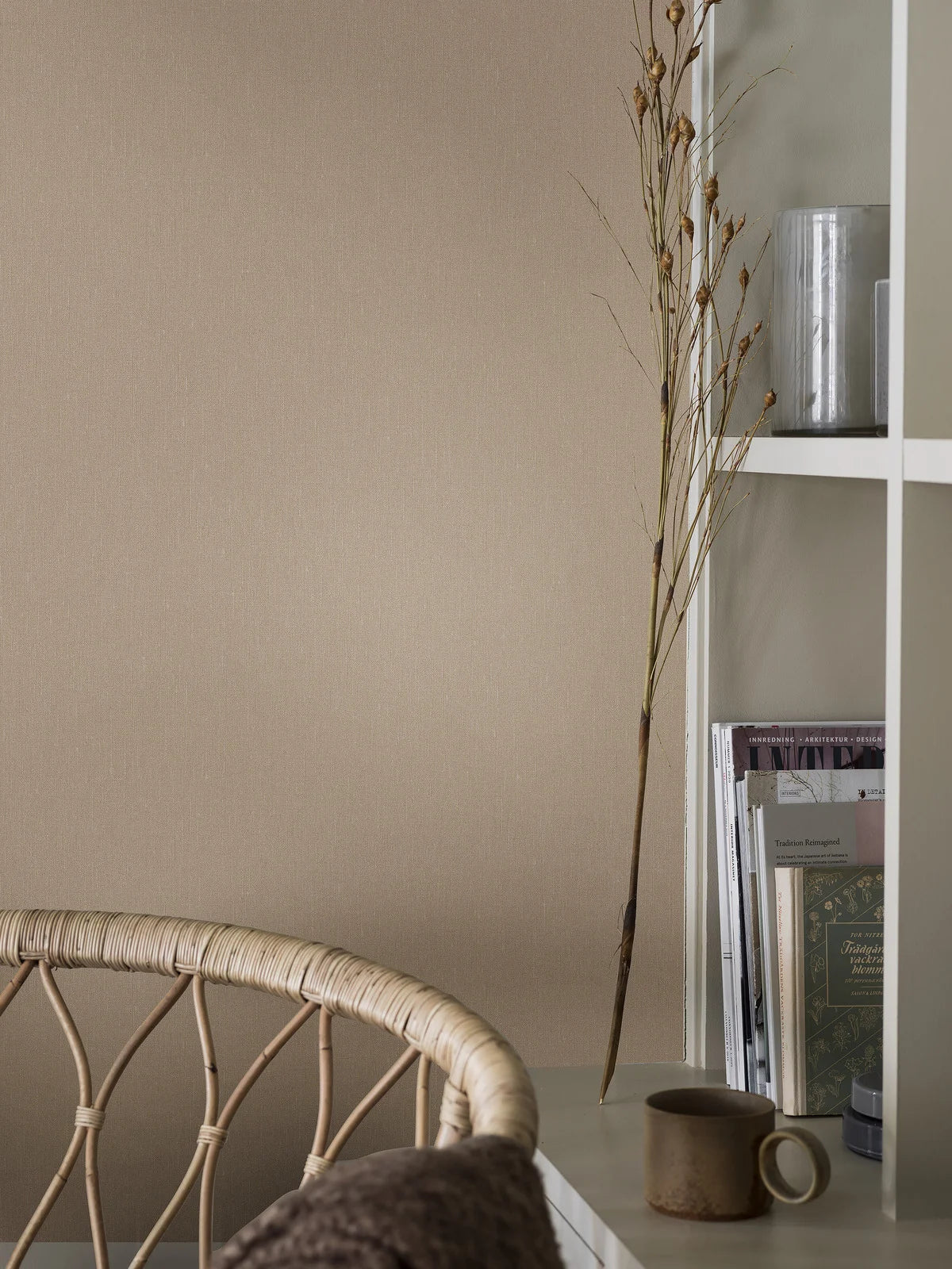 Tapeta se strukturou imitující len LINEN - ROSE CLAY, tlumená růžová