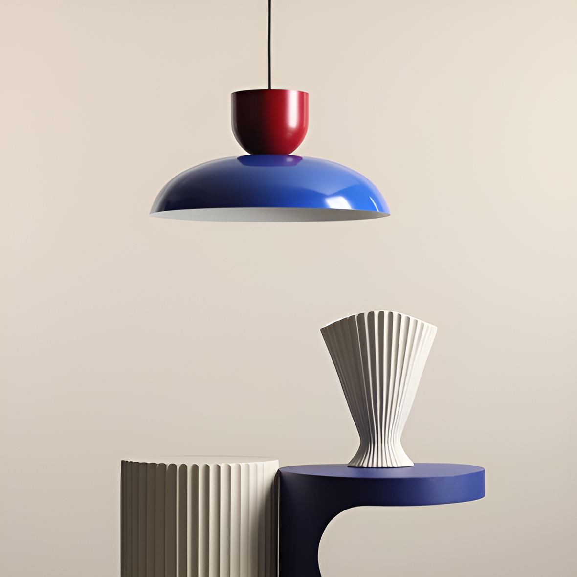 Lampa wisząca ELLA niebieski z czerwonym – metal