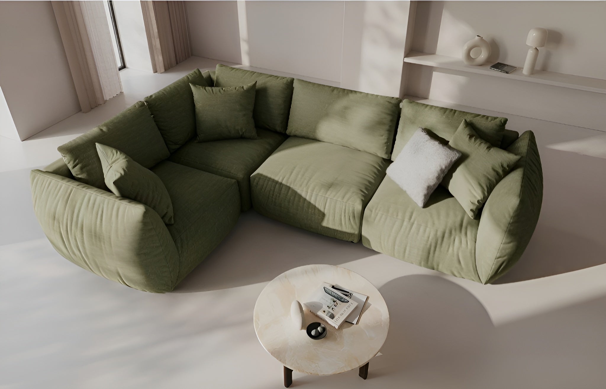 CHRIS Modular Sofa - Right Element Light Green Chenille