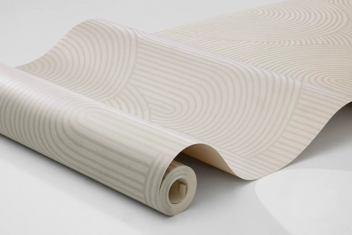 Non-woven paper wallpaper with geometric pattern ZEN dark beige