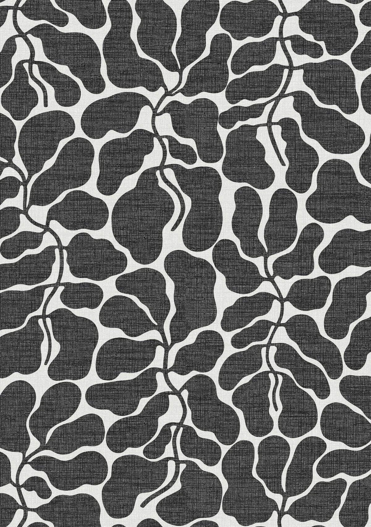 Non-woven paper wallpaper with a botanical pattern MY SECRET GARDEN black and white