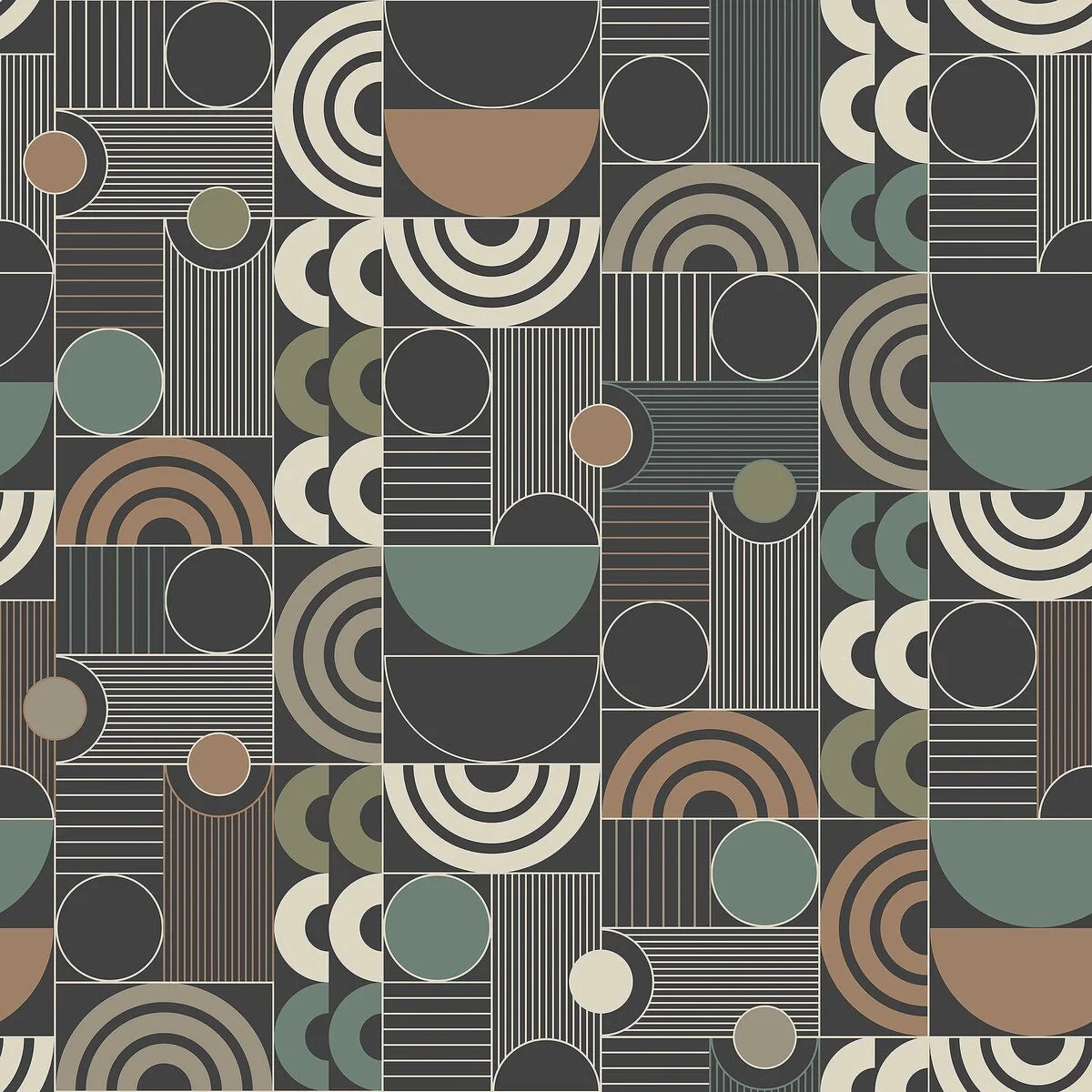 Non-woven paper wallpaper with geometric pattern COSMOPOLITAN black